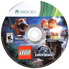 Cartridge artwork for Lego Jurassic World on the Microsoft Xbox 360.